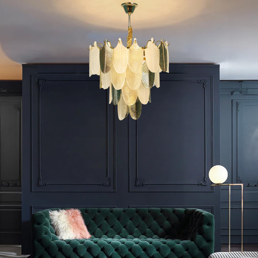 Lustre Paon Œuvre d'Art Lumineuse