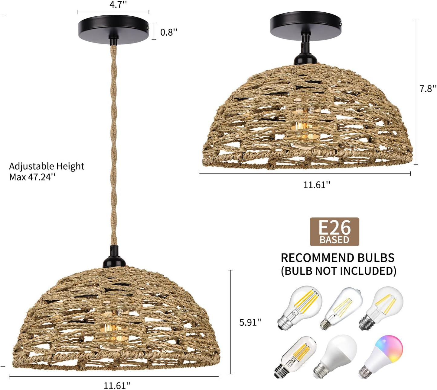 WOTEG - Suspension en rotin | Rétro 30 cm
