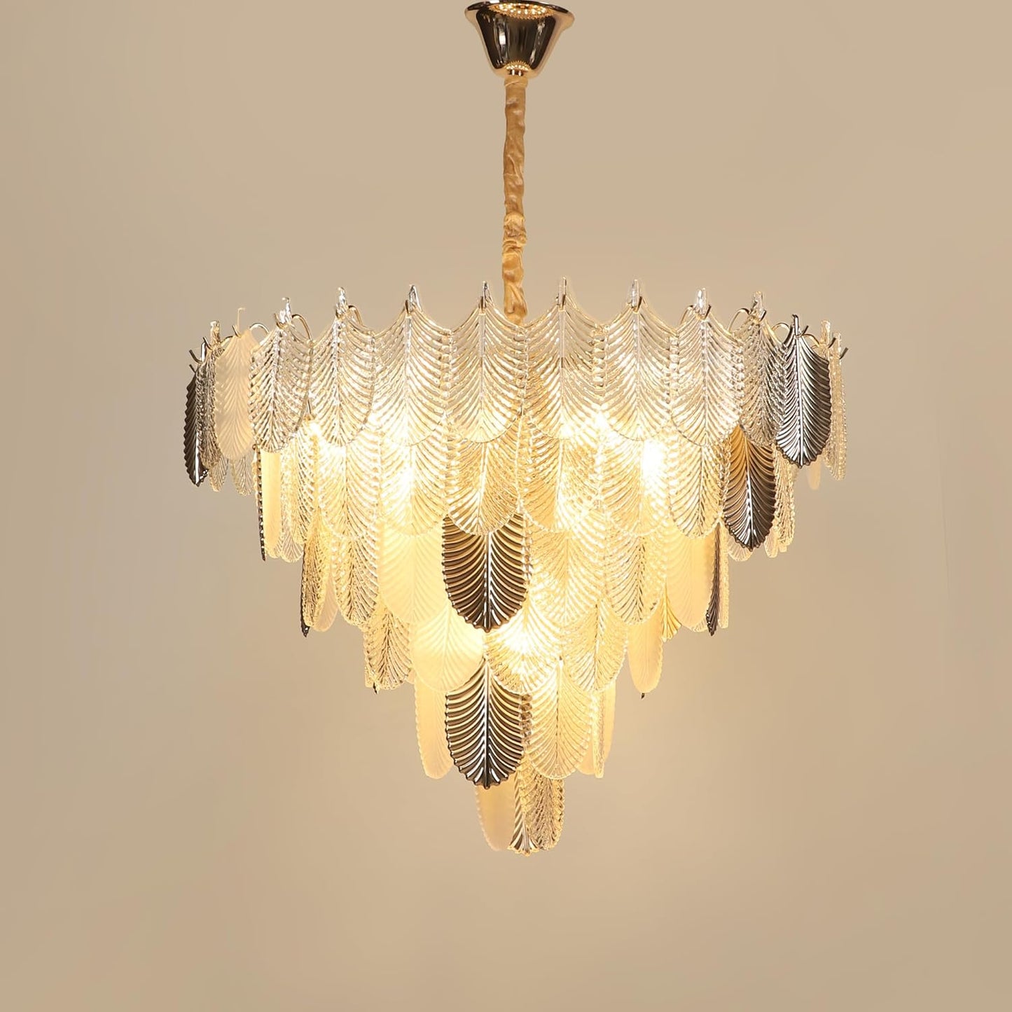Lustre Paon Œuvre d'Art Lumineuse