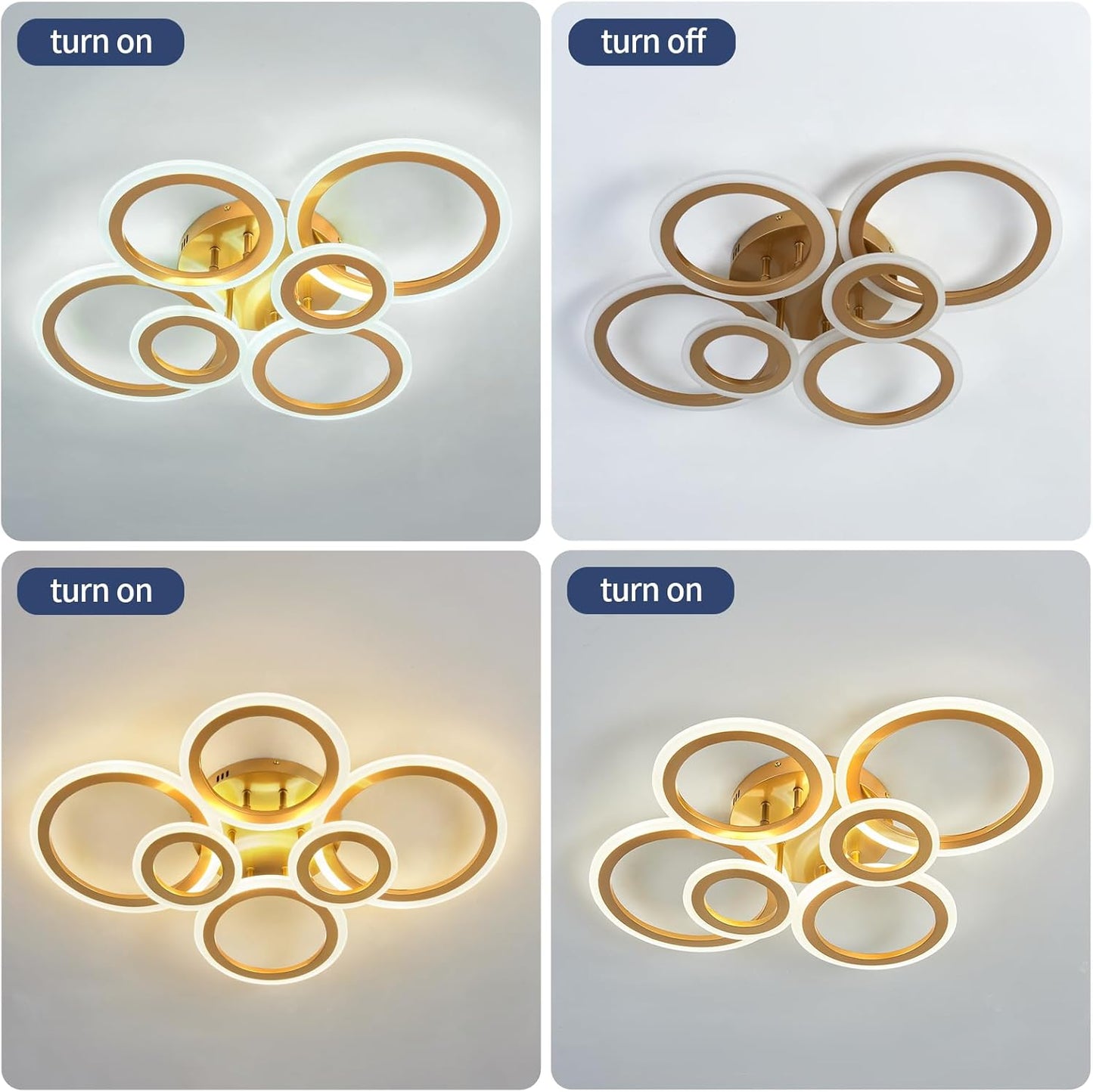 TEMINBU - Plafonnier  à 6 anneaux circulaire LED