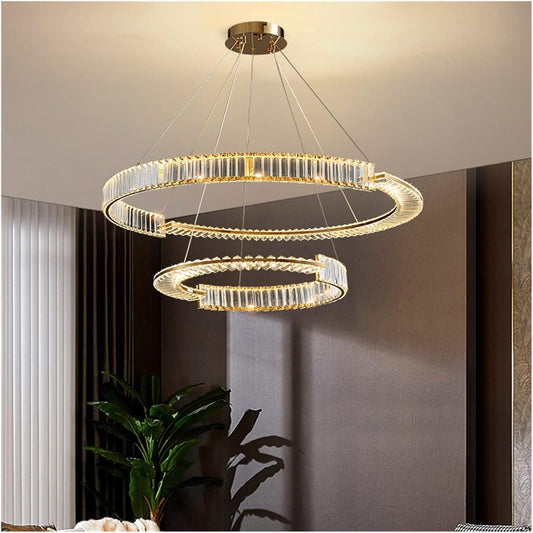 THUNDER - Lustre Cristal K9 LED Or Deux Cerceaux