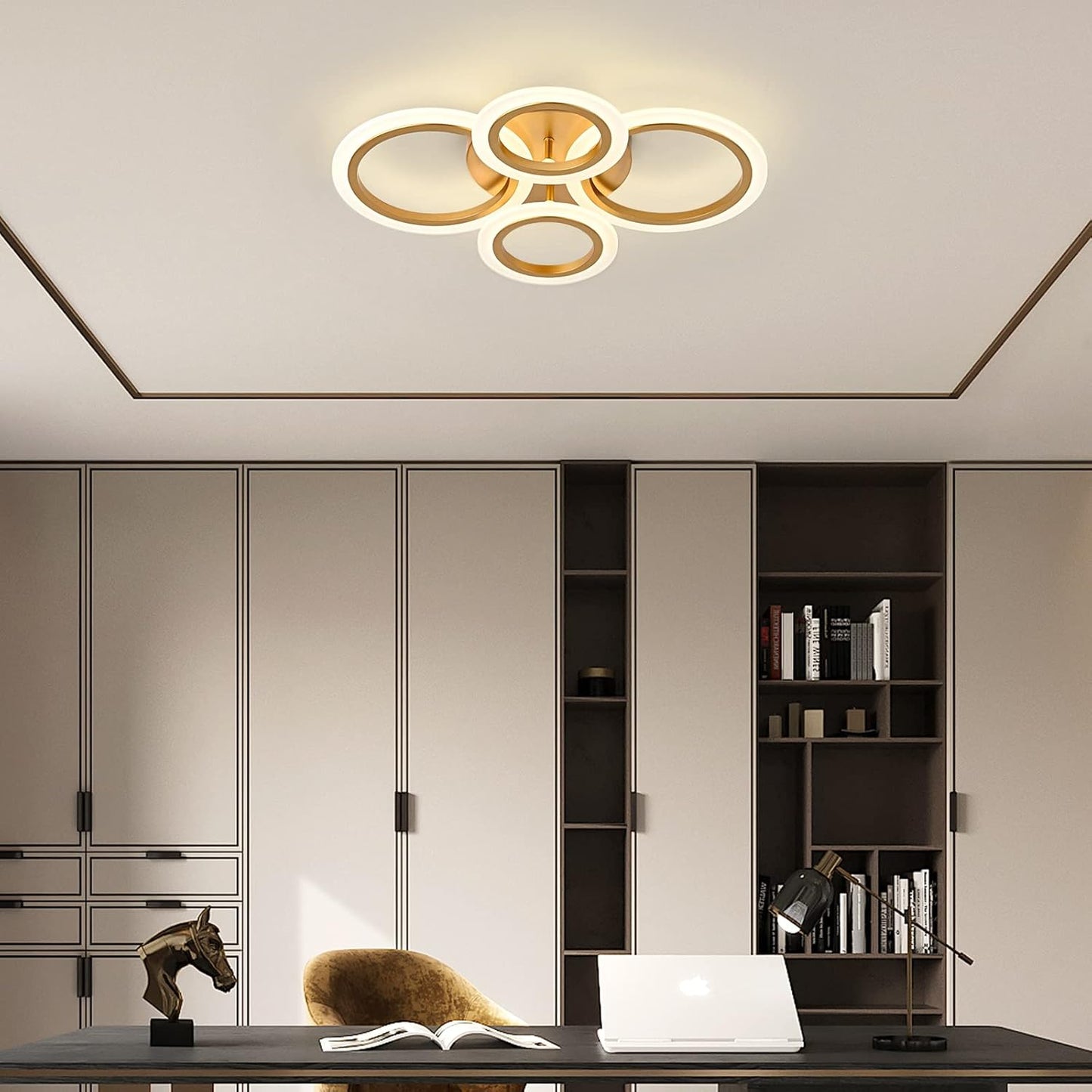 TEMINBU - Plafonnier  à 6 anneaux circulaire LED