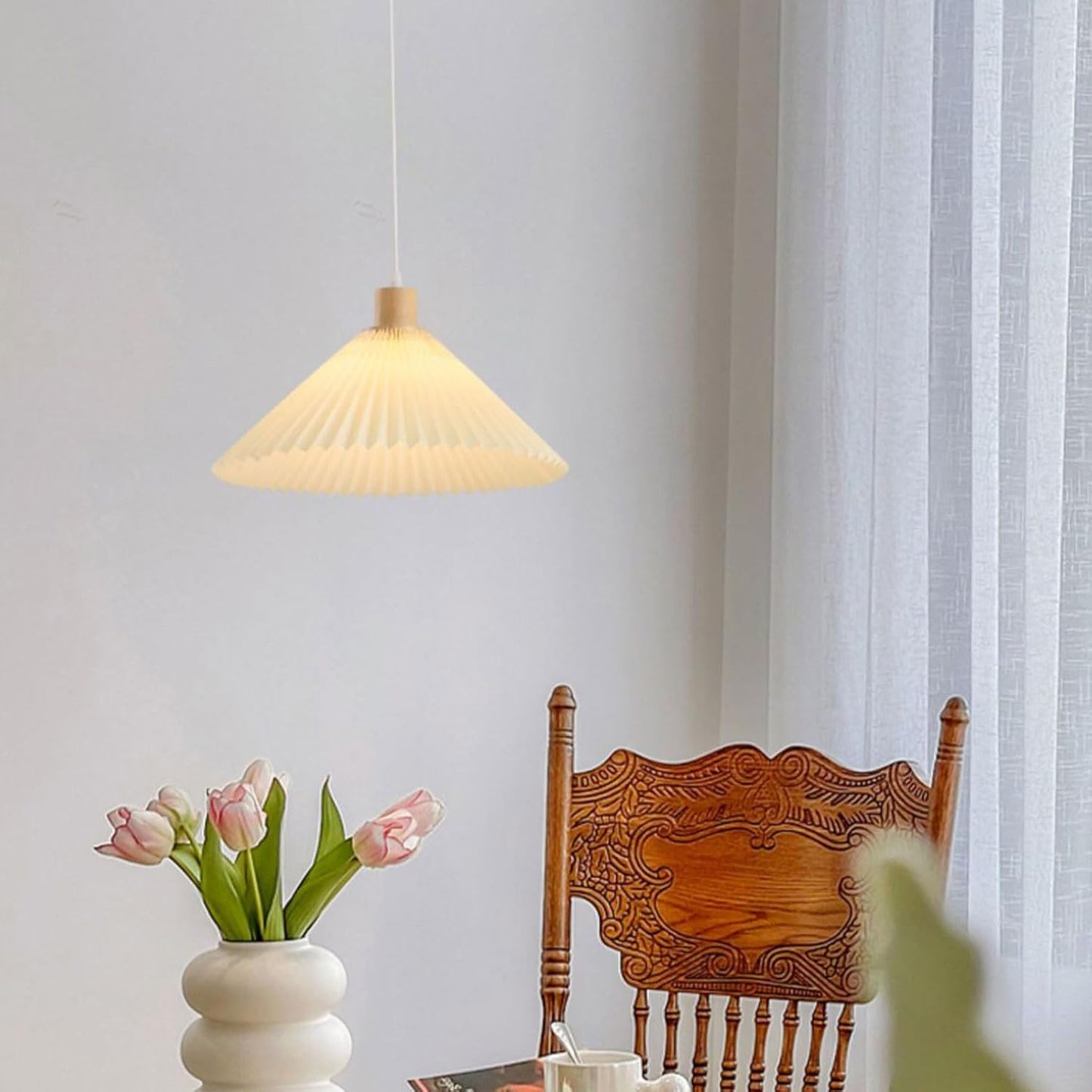 Lustre suspendu moderne en bois style japonais