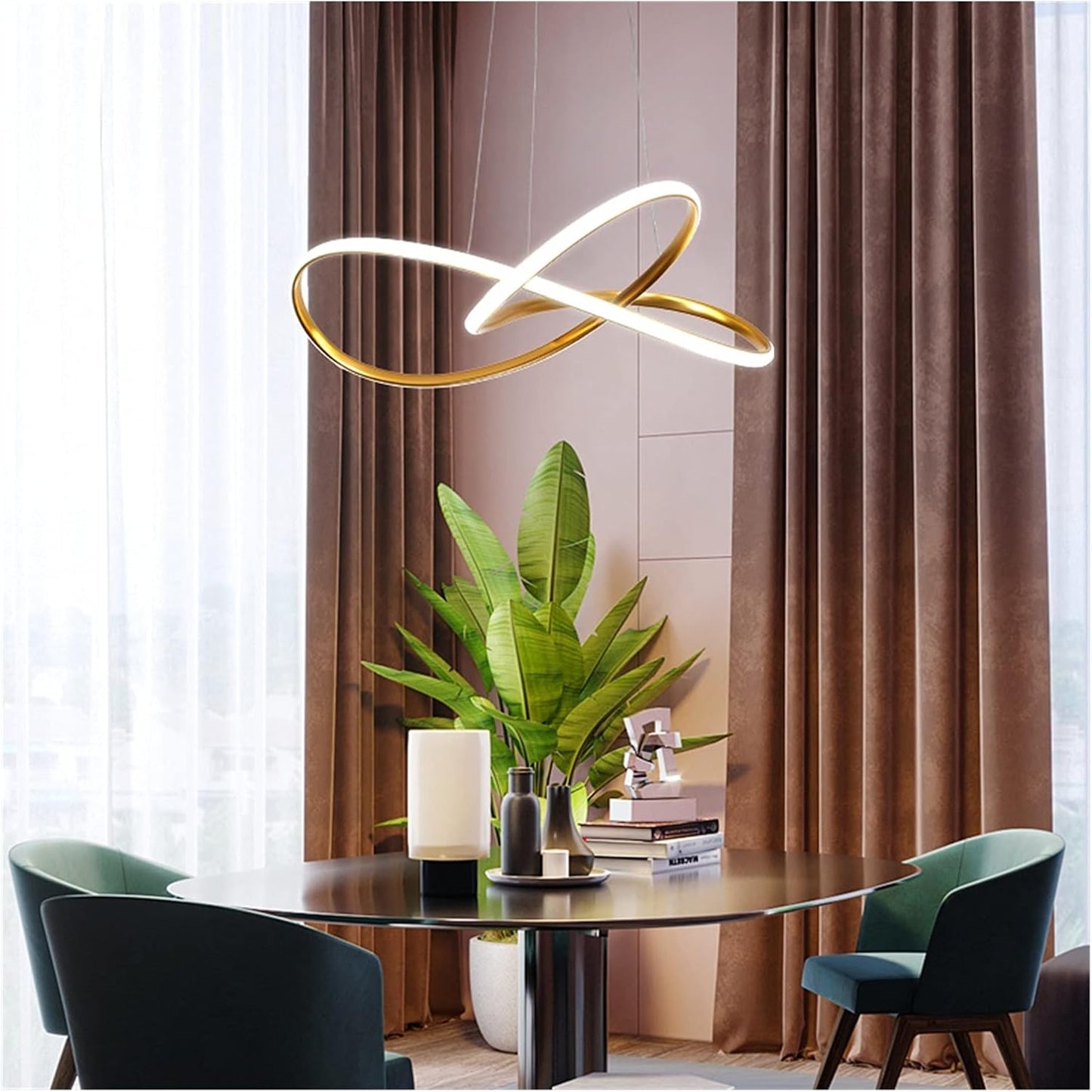 RINGO , Lustre pendentif Or de forme LED bouclé