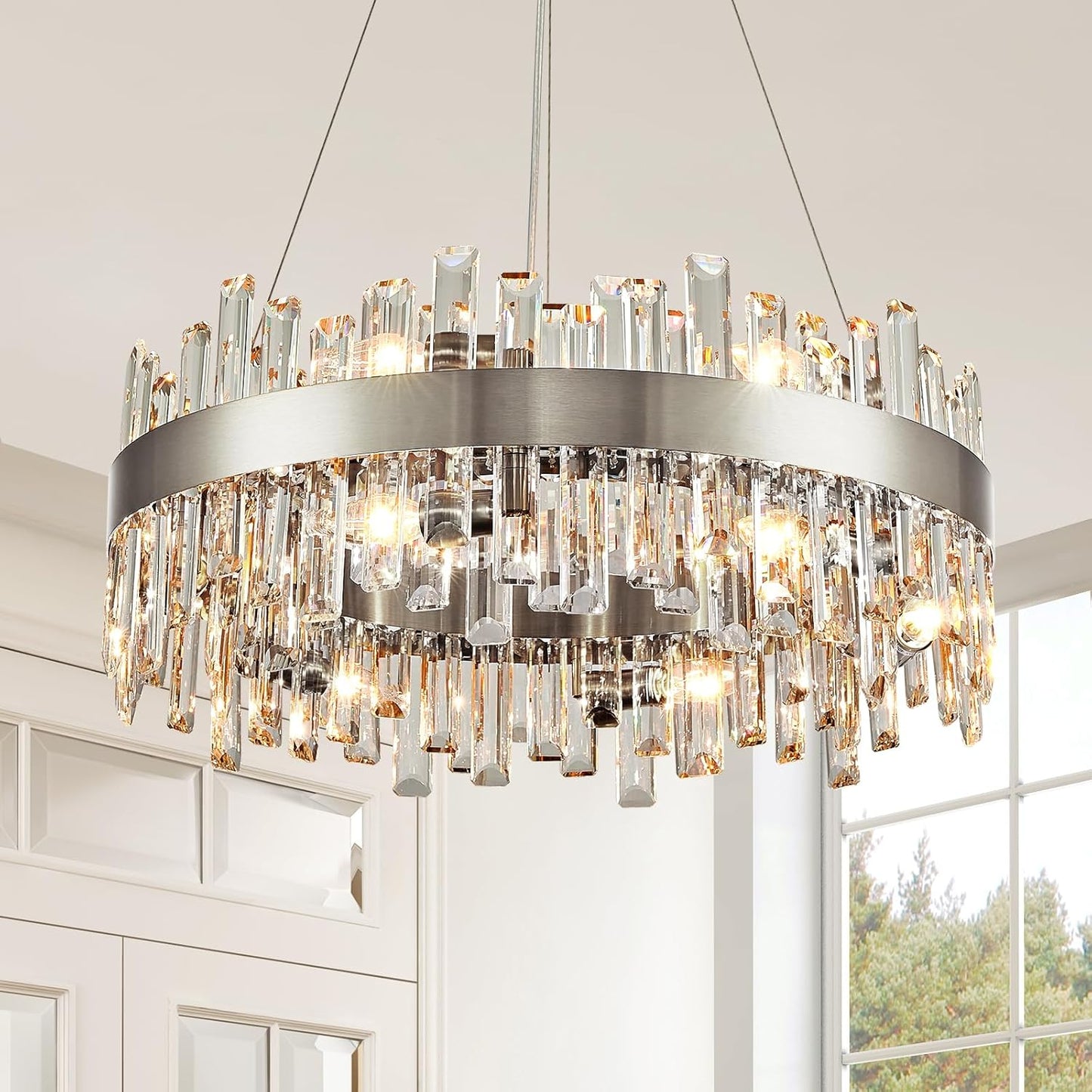 SILJOY - Lustre en Cristal K9 40/50/60 cm Argent