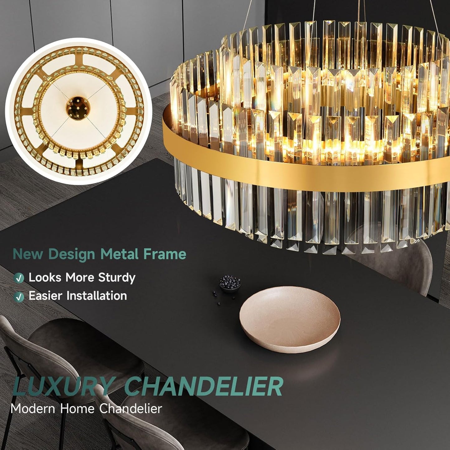 MCOSU - Lustres en cristal ronds de luxe Salon
