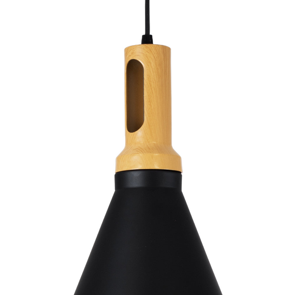 MODERNE MONOLIGHT MÉTAL NOIR & OR AVEC BOIS BEIGE Ø23cm