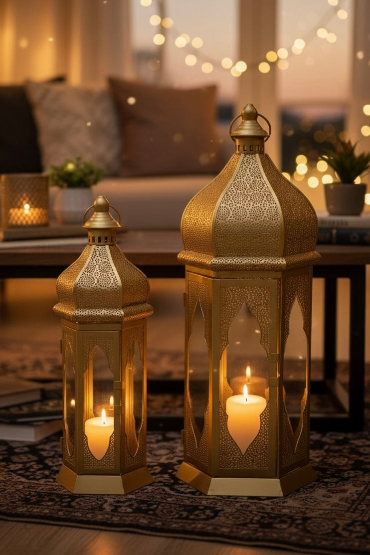 Duo de Lanternes Dorées Élégance