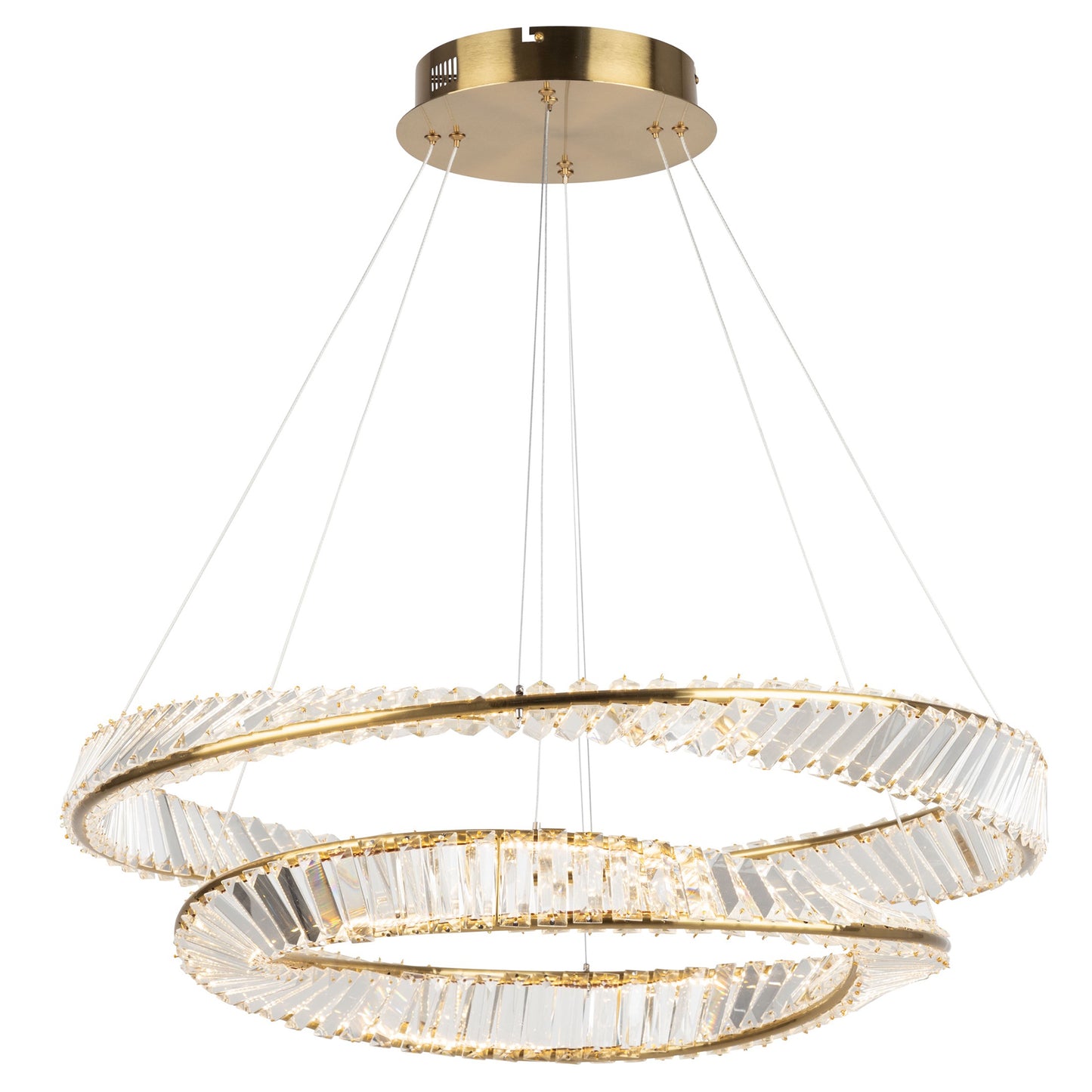 THUNDER - Lustre Cristal K9 LED Or Deux Cerceaux