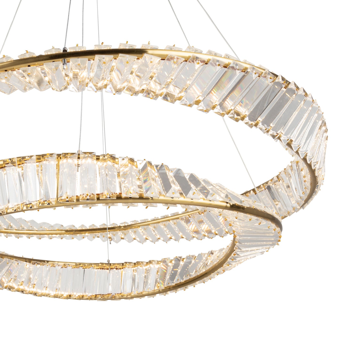 THUNDER - Lustre Cristal K9 LED Or Deux Cerceaux
