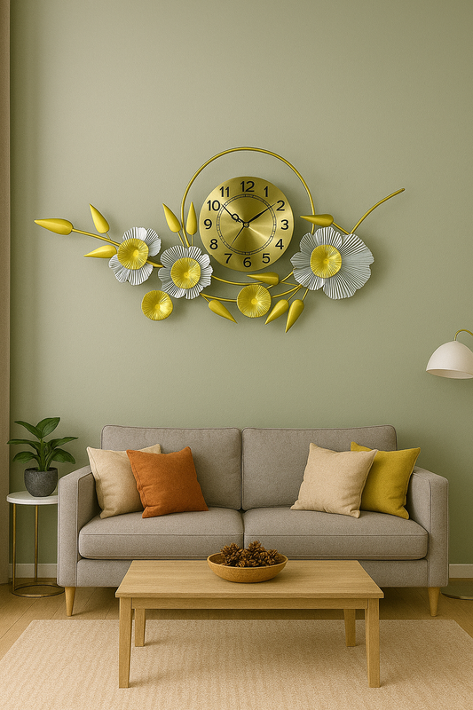 Horloge Murale FLORAL GOLD