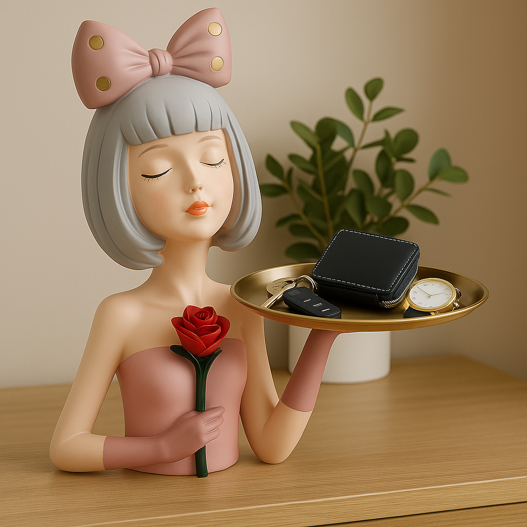 Vide-poches “Fille à la rose” – 25x25 cm