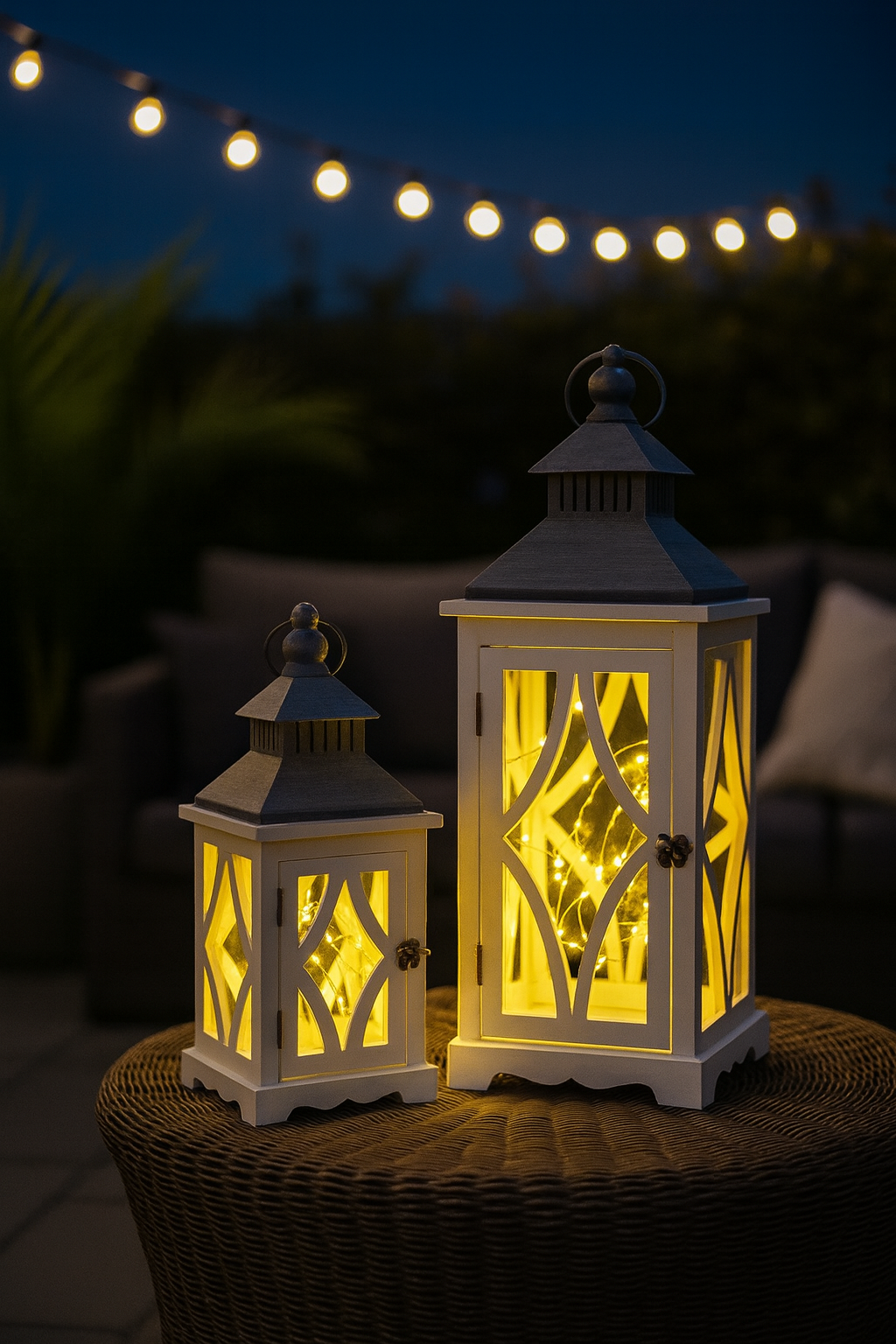 Lot de 2 Lanternes Blanches & Grises