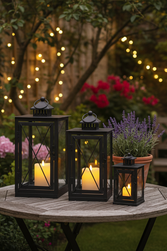 Lot de 3 Lanternes Noires Modernes