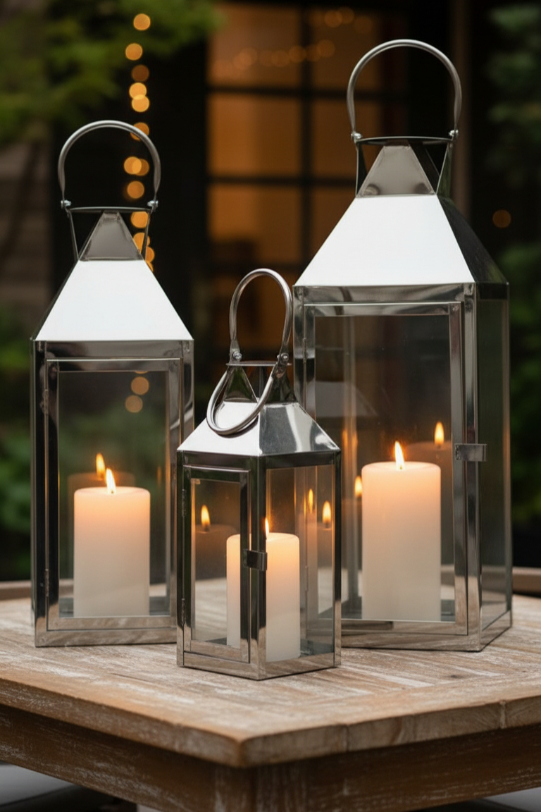 Lot de 3 Lanternes Argentés