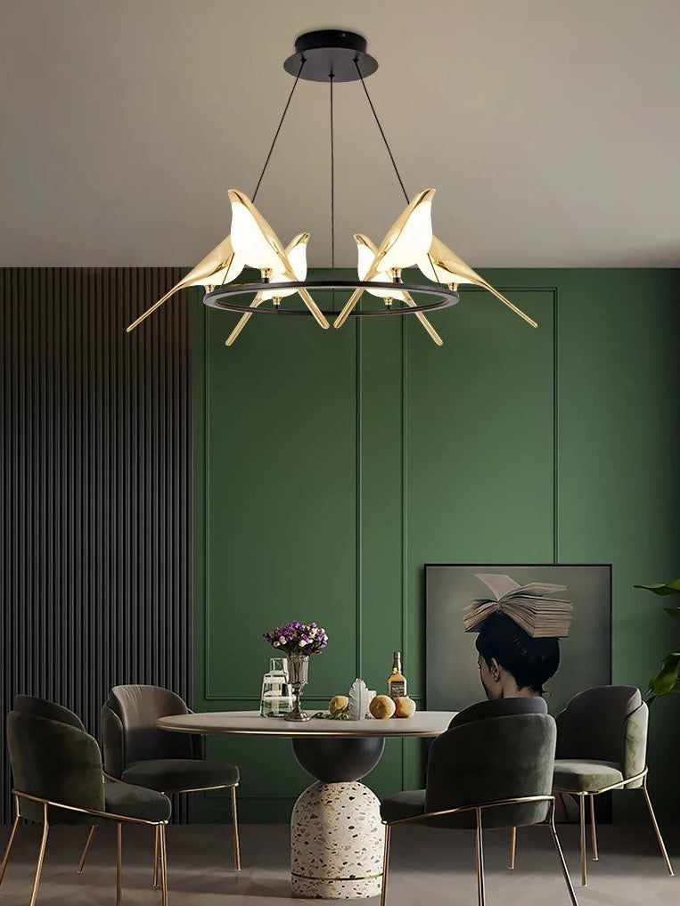 Lustre Suspension "Oiseaux Dorés"