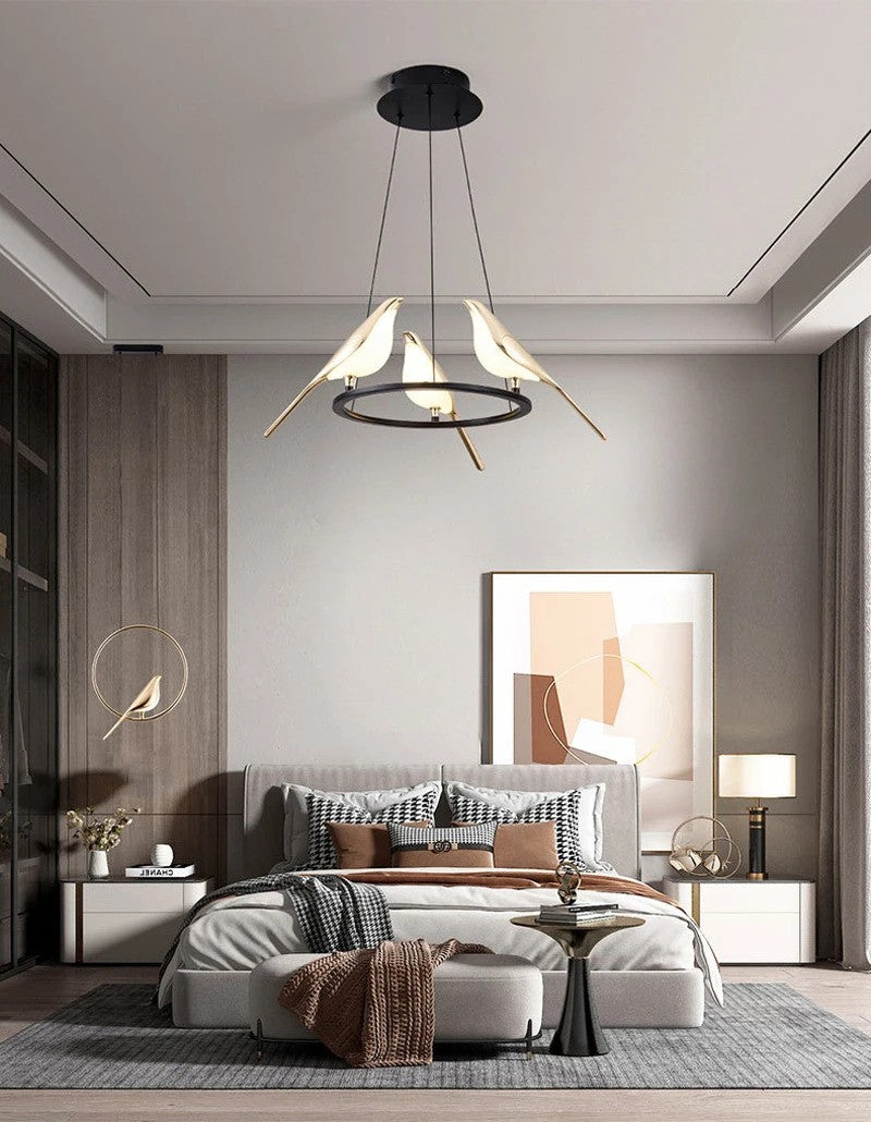 Lustre Suspension "Oiseaux Dorés"