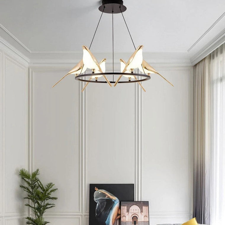 Lustre Suspension "Oiseaux Dorés"