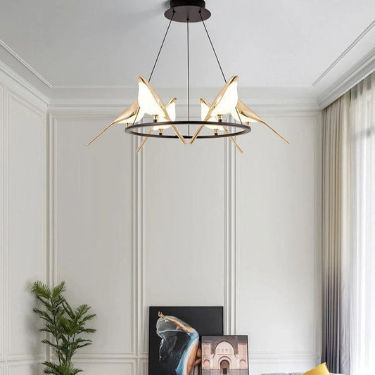 Lustre Suspension "Oiseaux Dorés"