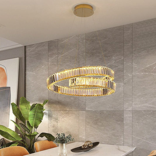 Lustre LED Luxe – Cristal K9 Finition Or