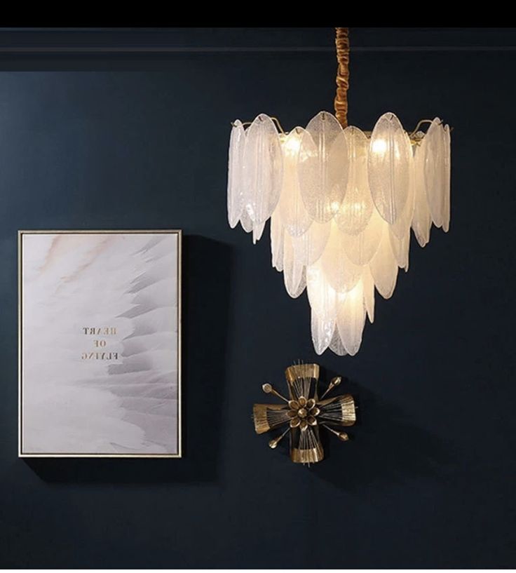 Lustre à 6 lumière en acier avec ombre en verre