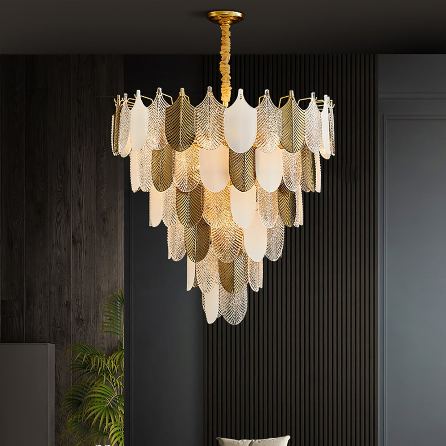 Lustre Paon Œuvre d'Art Lumineuse