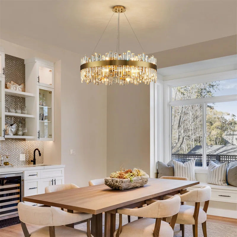 BUNCC - Lustre Cristal K9 LED avec Télécommande Ovale/Ronde