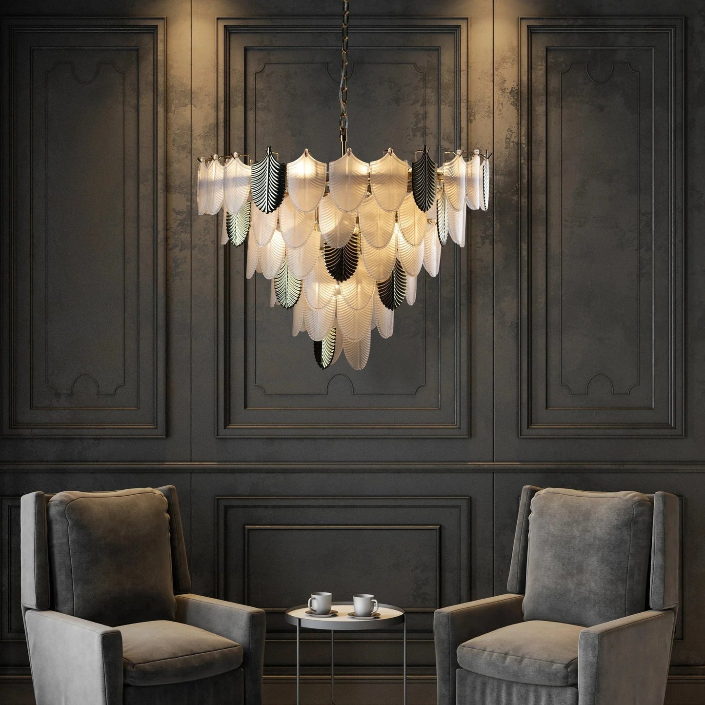 Lustre Paon Œuvre d'Art Lumineuse