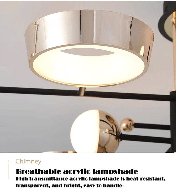 DARSOME - Lustre Suspendu Moderne – Design Épuré Éclairage LED (Doré/Noir)
