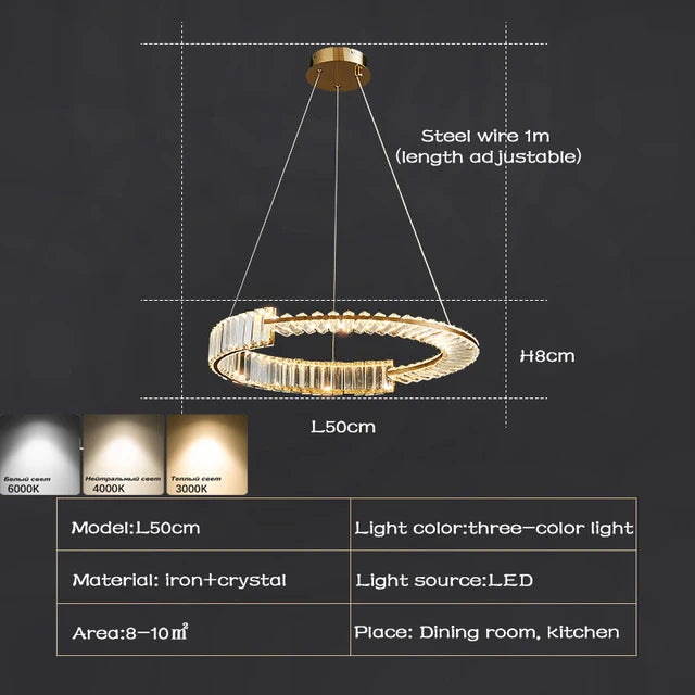 THUNDER , Lustre de luxe de forme ronde PP en cristal à 1 cerseau