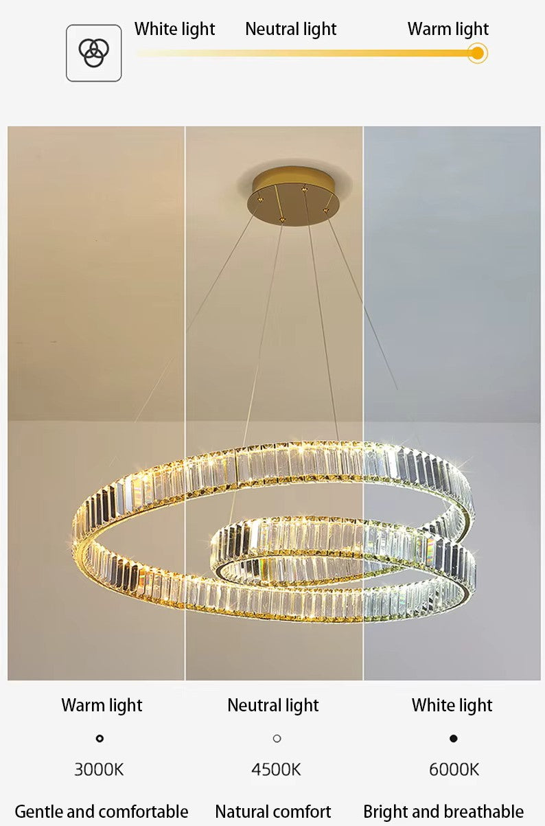 Lustre LED Luxe – Cristal K9 Finition Or
