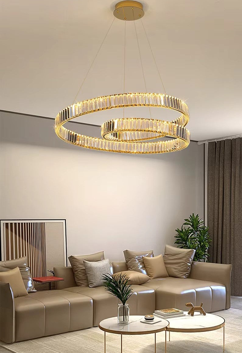Lustre LED Luxe – Cristal K9 Finition Or