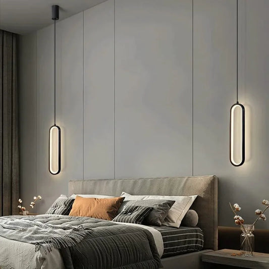 Suspension dorée LED au design minimaliste en aluminium