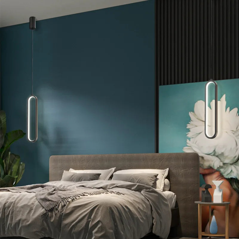 Suspension dorée LED au design minimaliste en aluminium