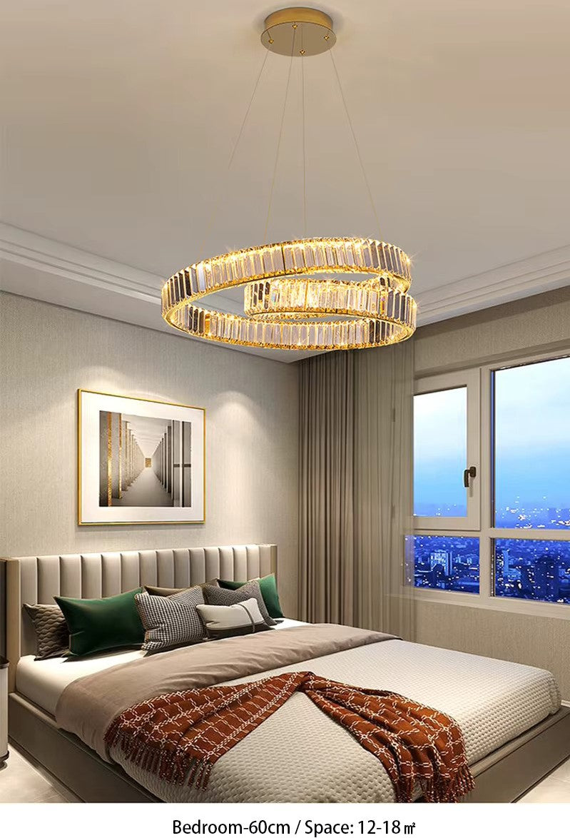 Lustre LED Luxe – Cristal K9 Finition Or