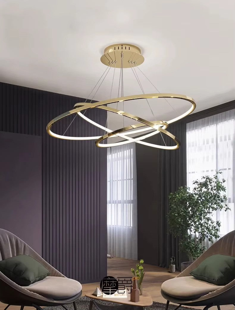ACVATO - Lustre Doré pendentif à 3 Anneaux
