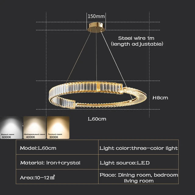 THUNDER , Lustre de luxe de forme ronde PP en cristal à 1 cerseau