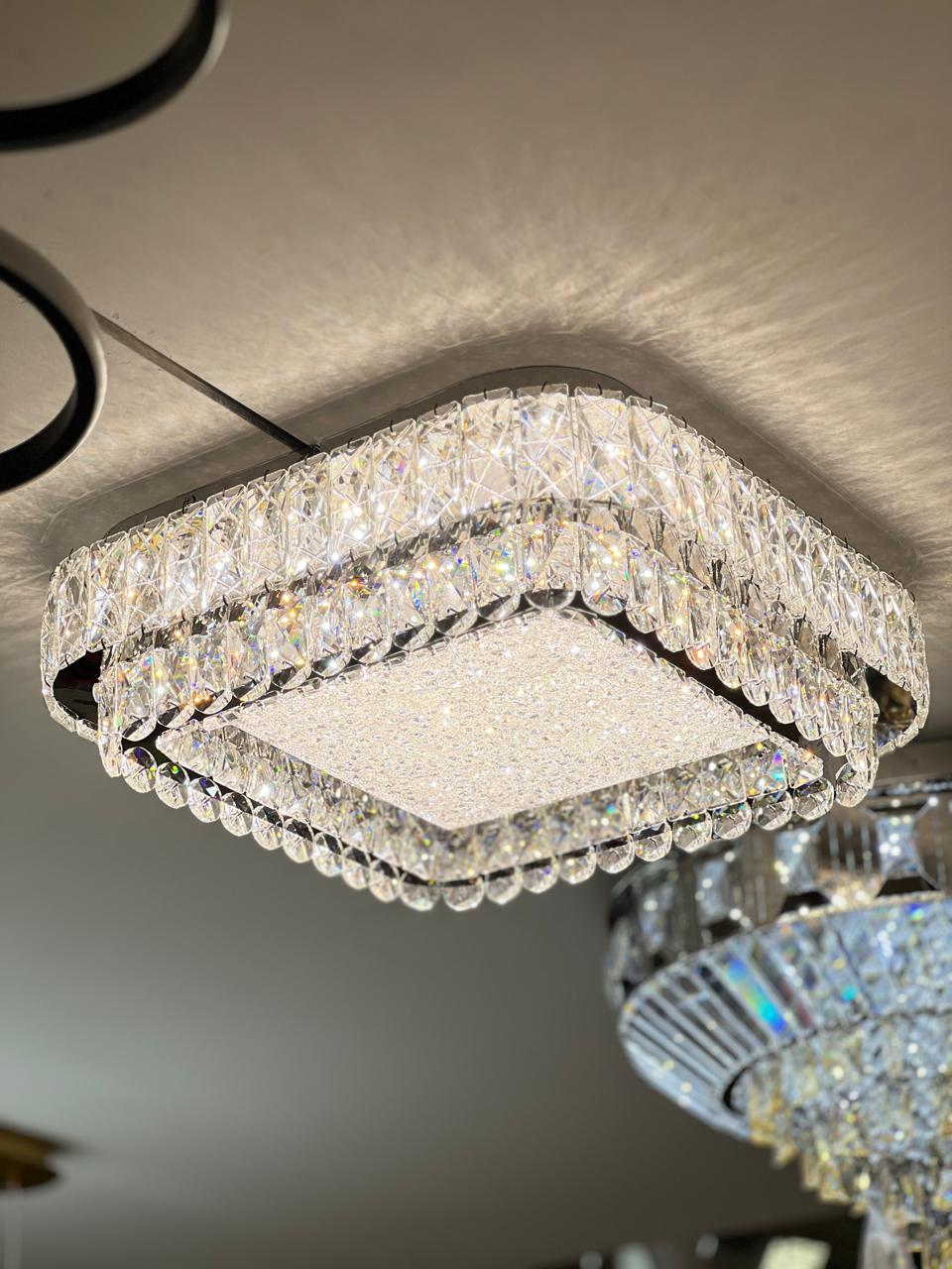 Plafonnier Cristal K9 50x50 cm 3 Tons