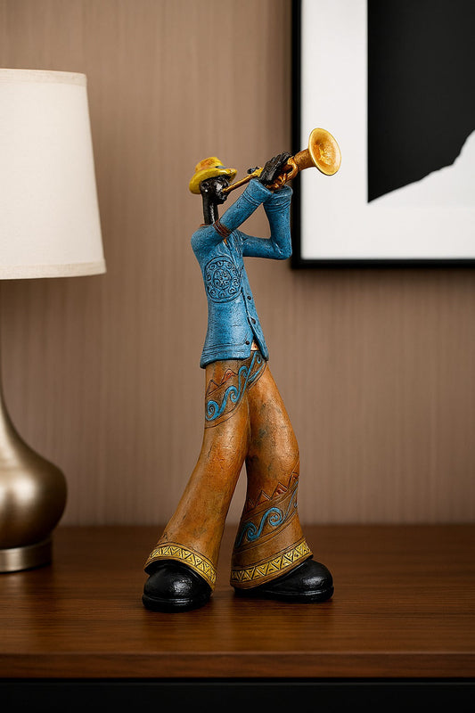 Sculpture Musicien Jazz Trompettiste Colorée