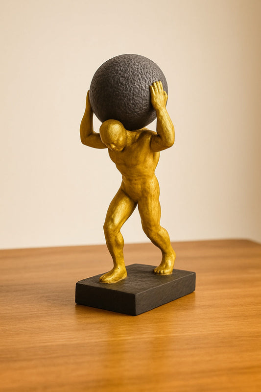 Sculpture Homme Atlas Doré – Supportant le Monde