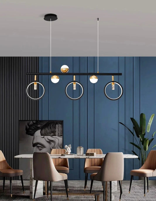 Lustres modernes en or noir pour salle à manger