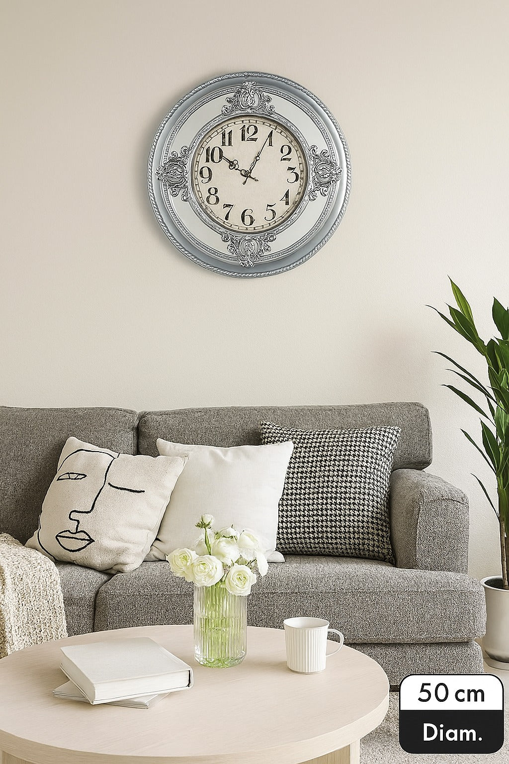 Horloge Murale Classique Avec Fond Miroir