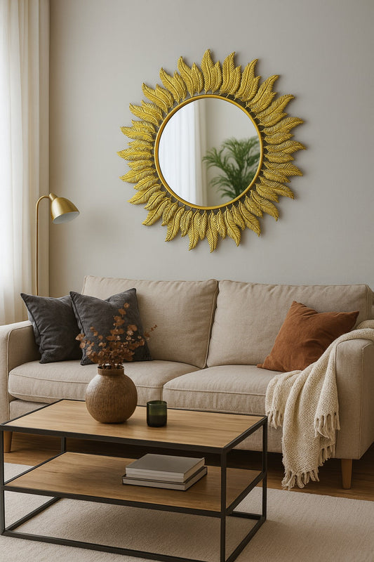 Miroir Feuilles Tressées 80 cm – cadre doré