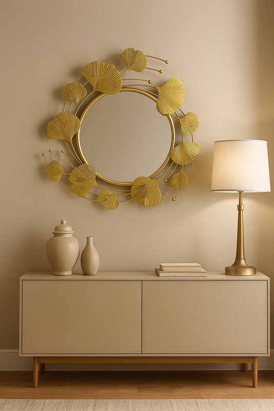 Miroir Ginkgo Élancé 80 cm – cadre doré