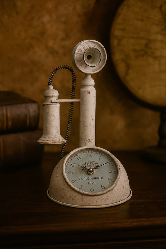 Horloge décorative vélo blanc panier