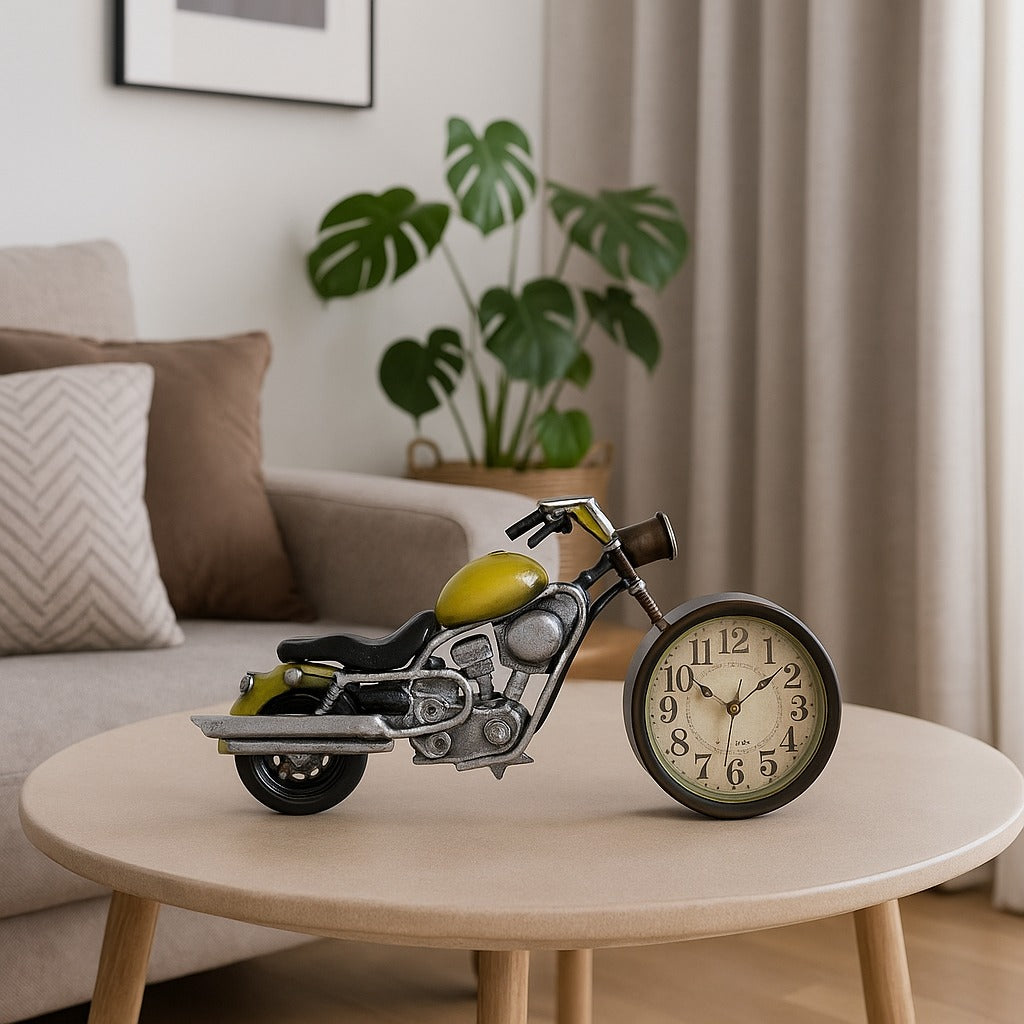 Horloge décorative moto vintage verte