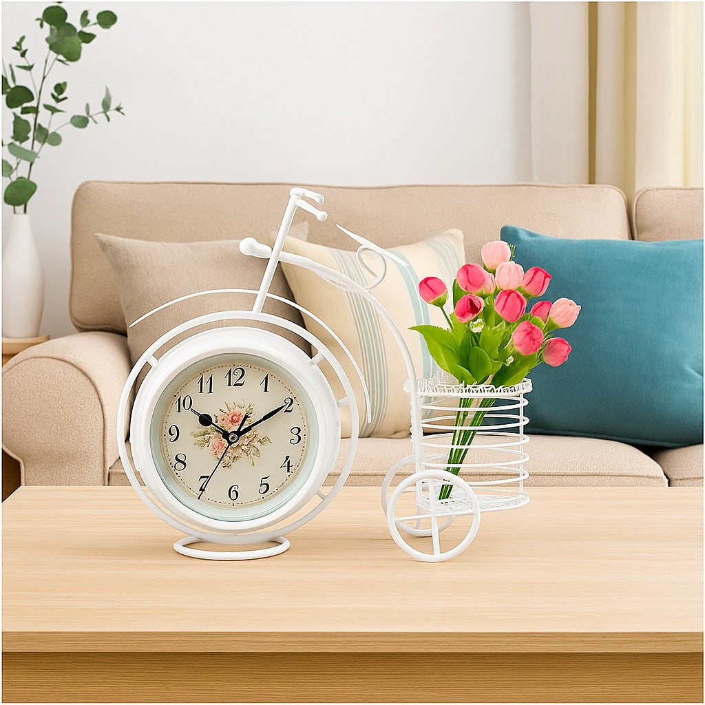 Horloge décorative téléphone rétro blanche