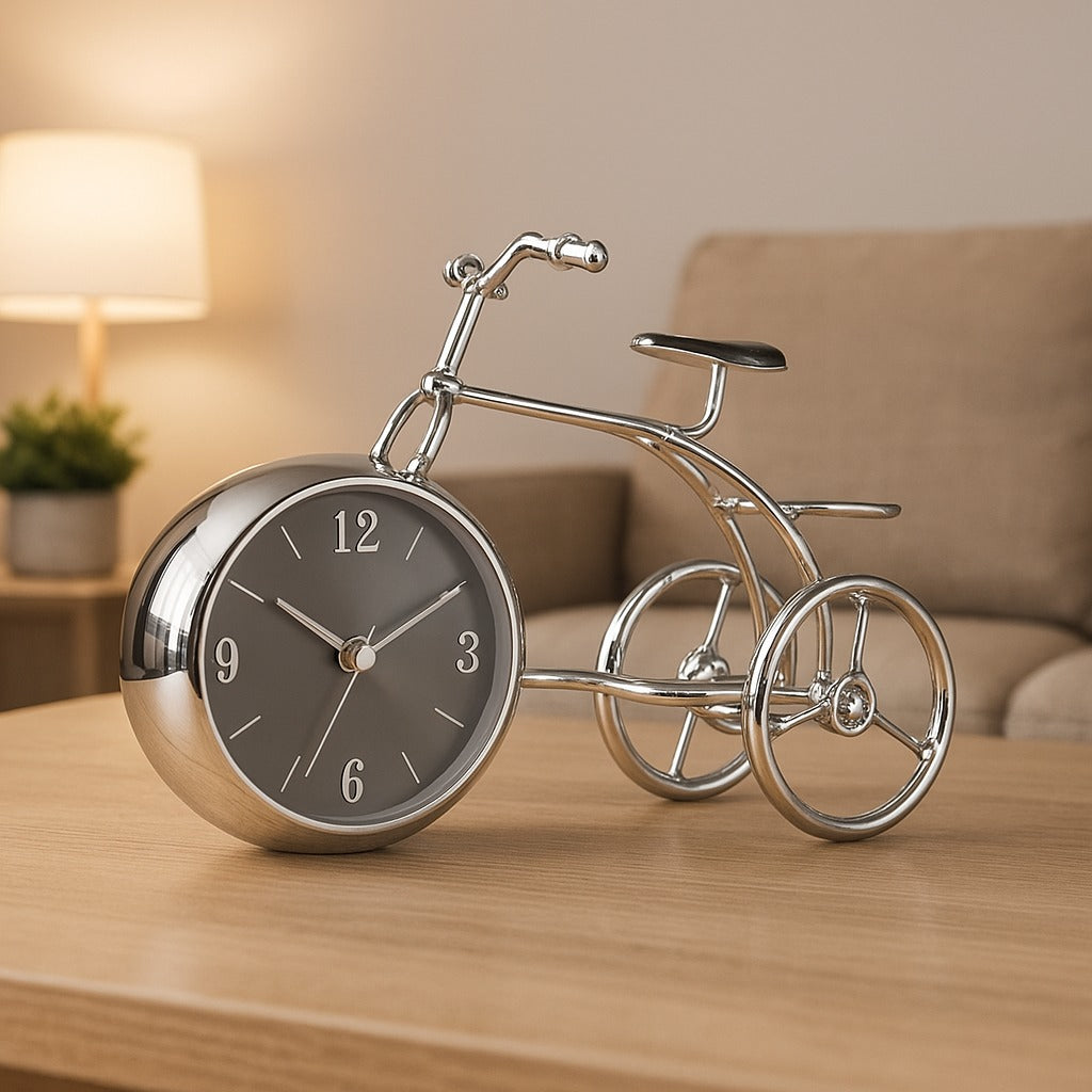 Horloge décorative vélo noir fleuri
