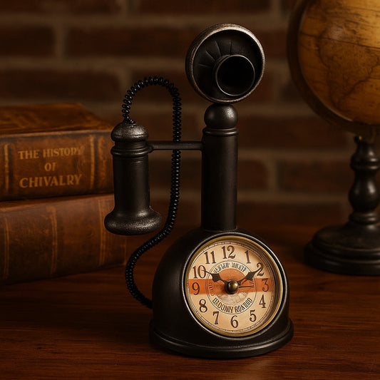 Horloge décorative téléphone vintage noir