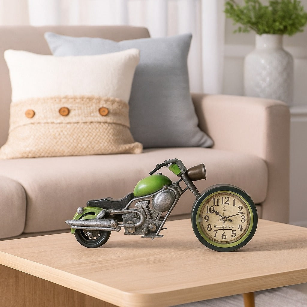 Horloge décorative tricycle bleu avec panier